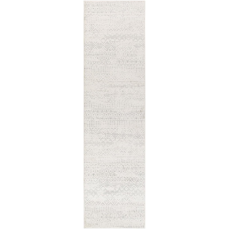 Turney Machine Woven Gray/Ivory Area Rug, Runner 2'7" x 10'