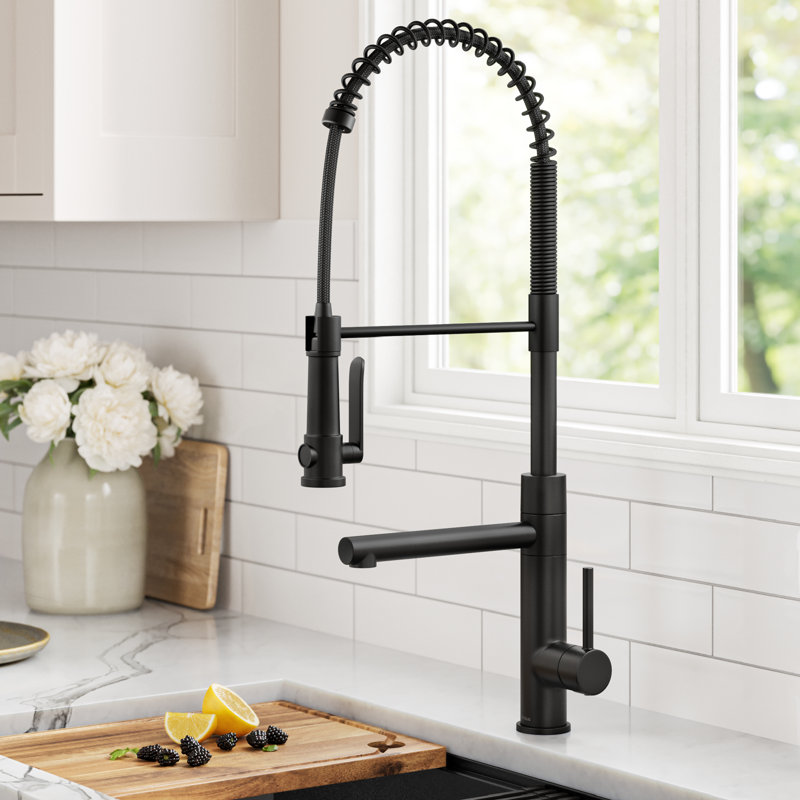 Robinet de cuisine rétractable à poignée simple à 2 fonctions de style commercial KRAUS Artec Pro , Noir mat