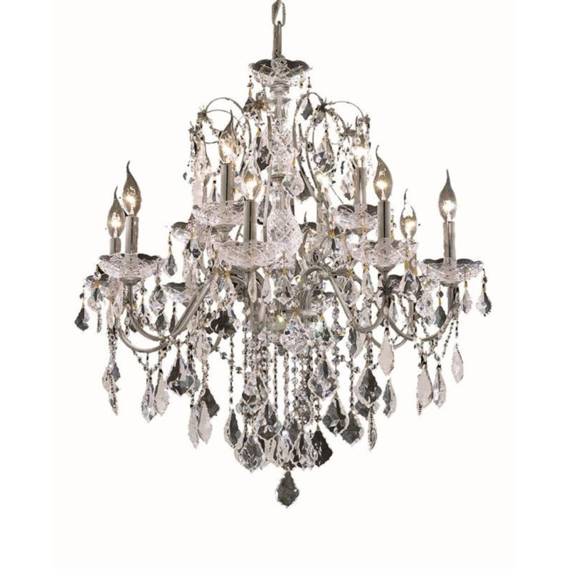 Dagmar 12-Light Tiered Crystal Chandelier, Chrome, Royal Cut