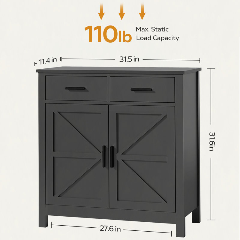 Kitchen Storage Cabinet, Modern Farmhouse Buffet Cabinet With Storage, Coffee Bar With 2 Drawers And 2 Doors, Floor Sideboard Buffet For Living Room, Dining Room, Bathroom