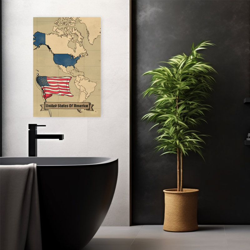 «Patriotic Usa Map», art mural rétro rétro