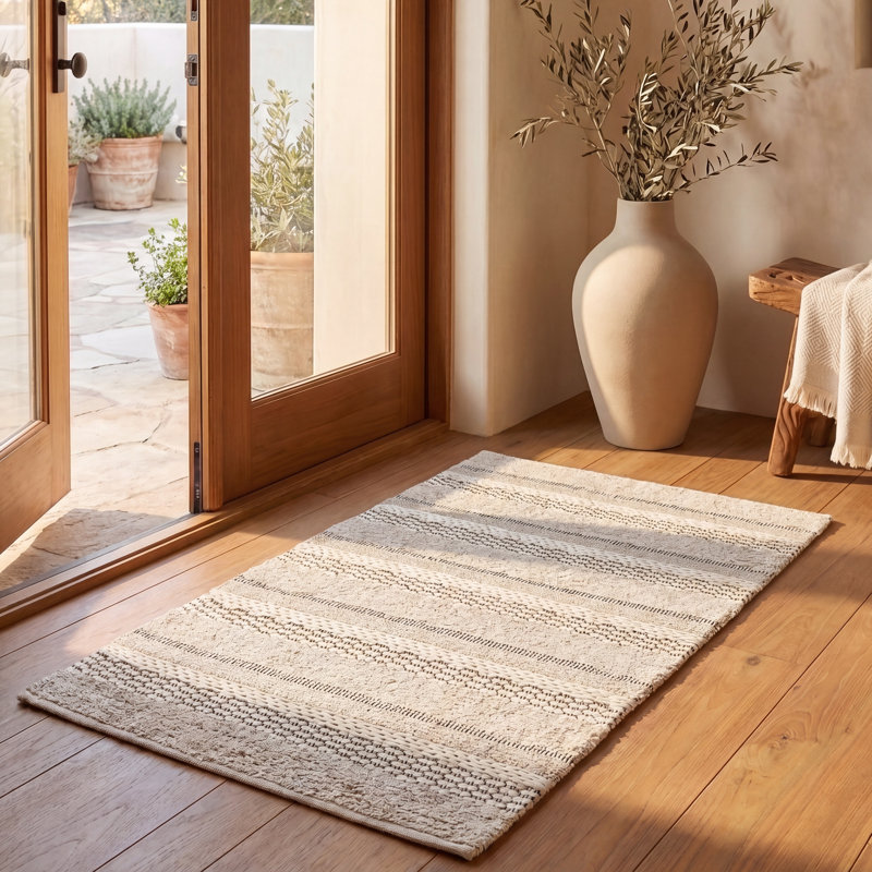 Tapis rayé en coton Magellan Natura, Rectangle 3 pi x 5 pi