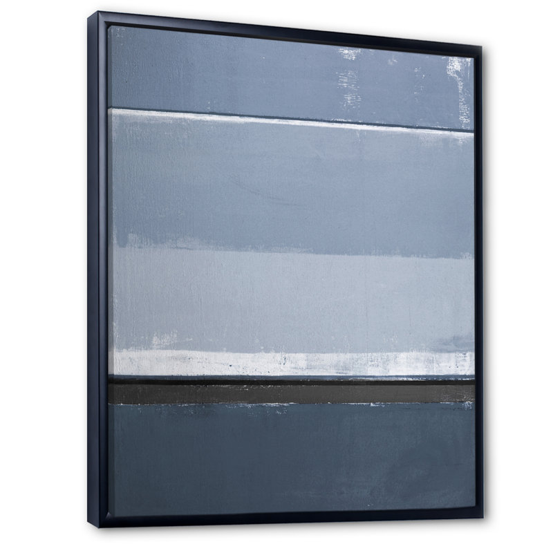 Art moderne gris et bleu II 2FL47744, H 20 po x l 12 po x P 1 po, Cadre noir