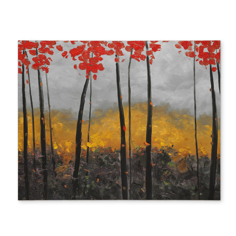 Abstract Autumn Trees Polyester Placemat - Gray Trees Decor