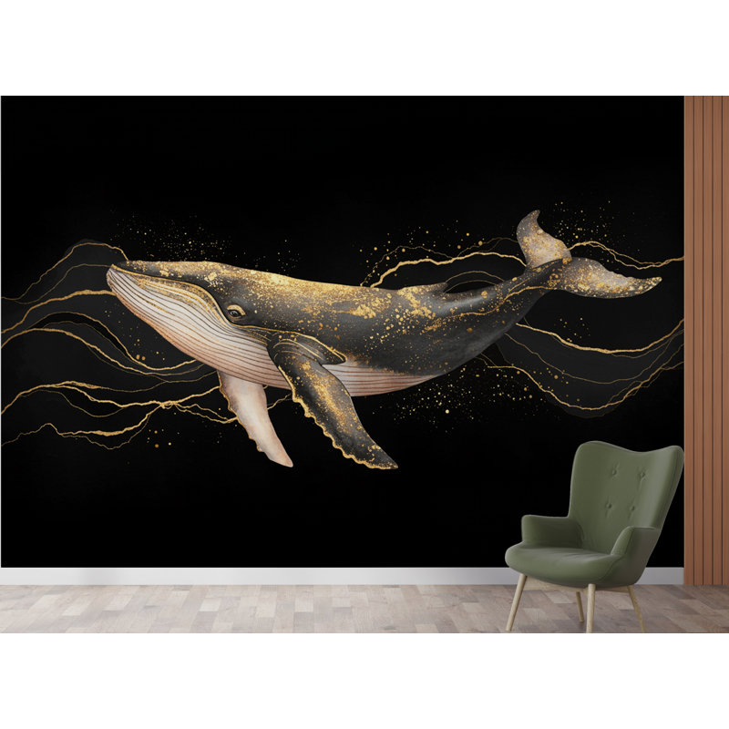 Murale de baleine, aquarelle de restaurant, autocollant mural corail sous l'eau, L 165 po x l 120 po, Premium Non-Woven