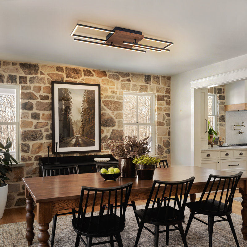 Dimmable LED Wood Flush Mount Ceiling Light