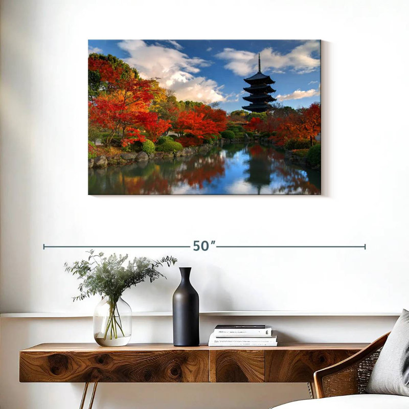Paysage d'automne de la tour Sirci Toji, H 24 po x l 36 po