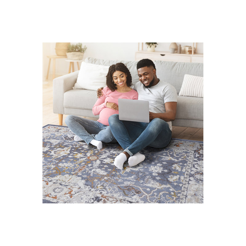 Collection 6X9 Traditional Non-Shedding Living Room Bedroom Dining Home Office Stylish And Stain Resistant Area Rug, Blue