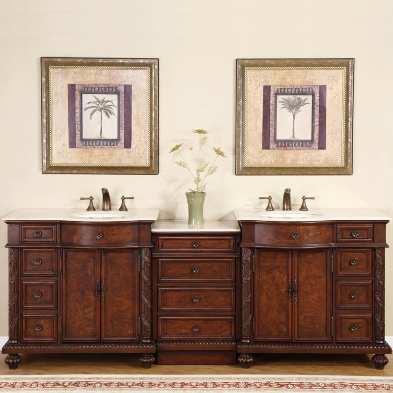 Meuble-lavabo double 90 po Akishia, Brun baltique