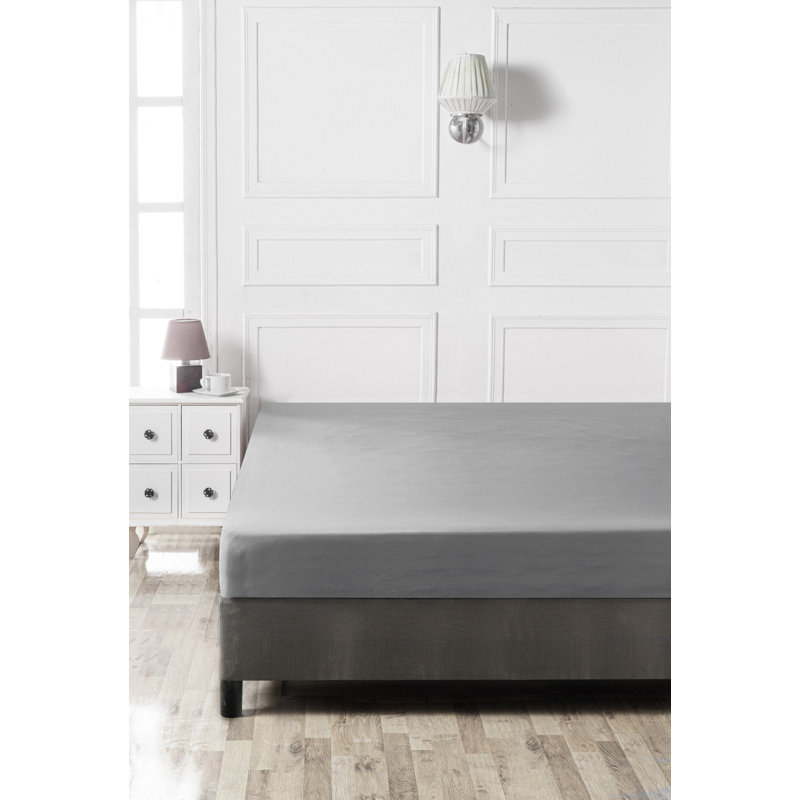 Premium 100% Cotton King Fitted Sheet, Dark Grey, 70.9 x 78.7 + 11.8 inches | Soft & Durable, 155 Thread Count | Machine Washable at 86°F | Perfect for Luxurious Sleep Experience & Easy Care