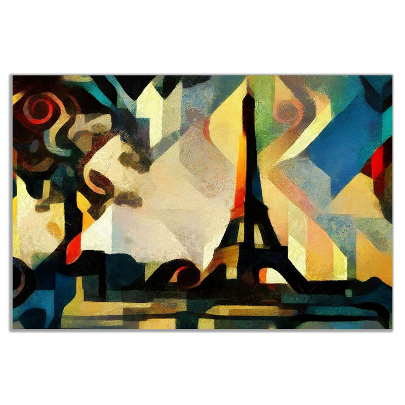 Eiffel Tower Paris Cubism - Wrapped Canvas Painting, 31cm H x 20cm W