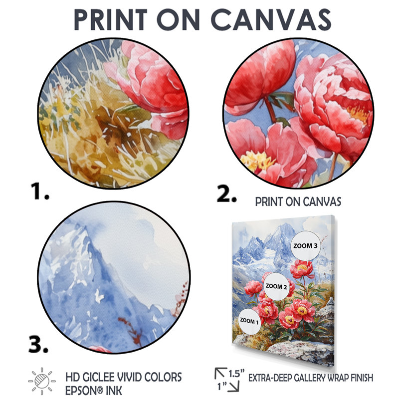 Art sur toile Glass pivoines et pics estivaux III, H 60 po x l 28 po, Noir, Reproduction avec cadre flottant