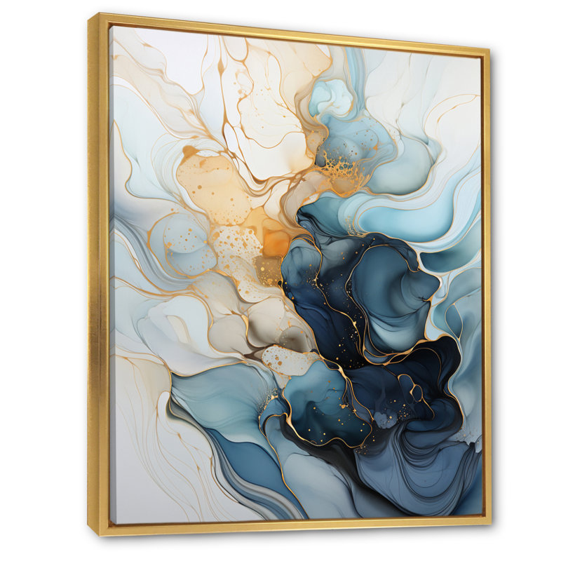«Jagmohan Minimalisme Serenity in Motion», reproduction sur toile, Cadre flottant doré, H 44 po x l 34 po x P 1,5 po