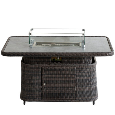 Ebba Aluminum Adjustable Height Fire Pit Table