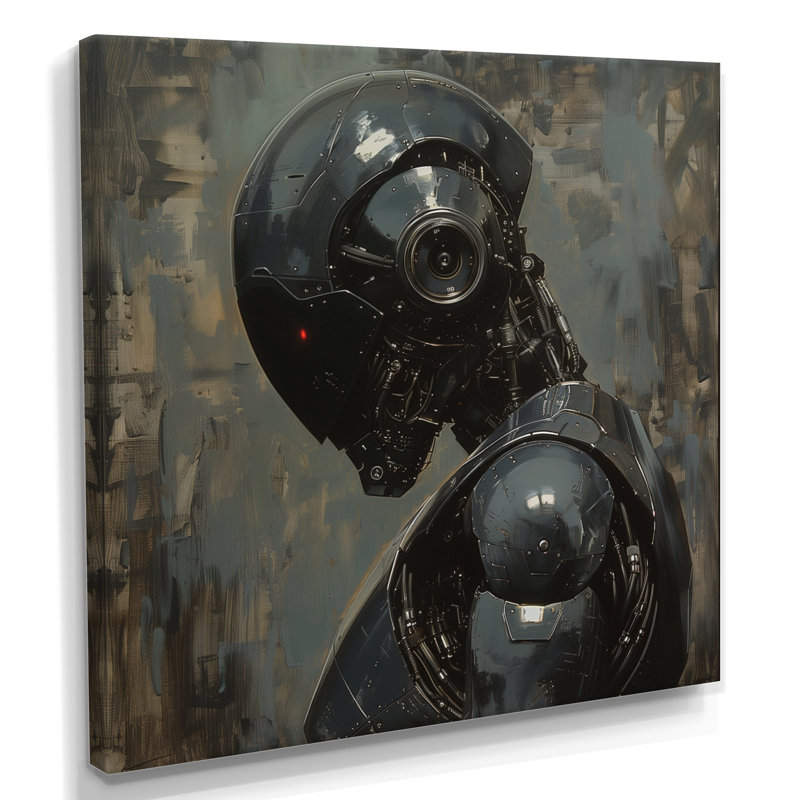 Art mural gris Robot majestueux - Robots, H 16 po x l 16 po, Toile tendue