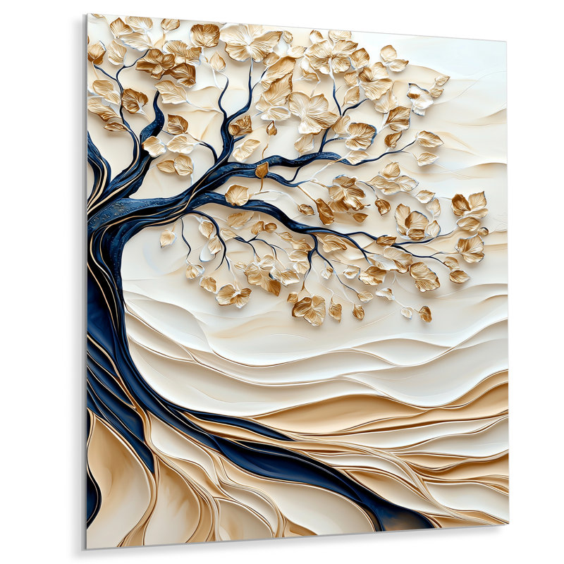 Arbre de bananier coloré Winter Woven Roots I - paysages, impression murale en métal, H 20 po x l 12 po x P 0,84 po