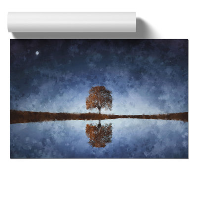 Tree at Dusk Painting - Frameless Print
