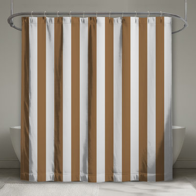 Brown Vertical Stripes Shower Curtains Extra Long