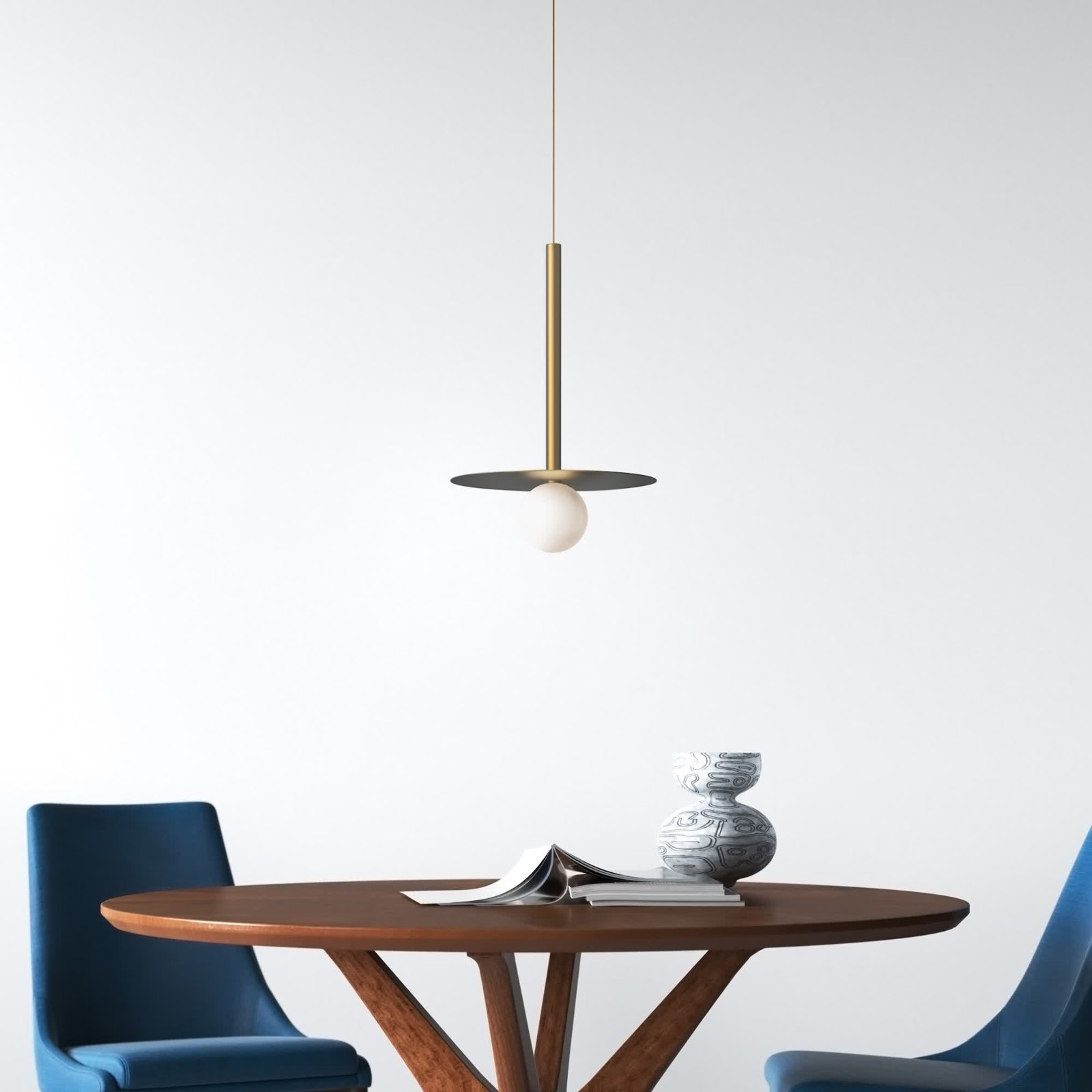 Single Light Metal Dimmable LED Pendant, Brushed Gold, Brushed Gold