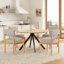 Chaise de salle à manger moderne en bois avec tissu en lin respirant (ensemble de 2)-533105614