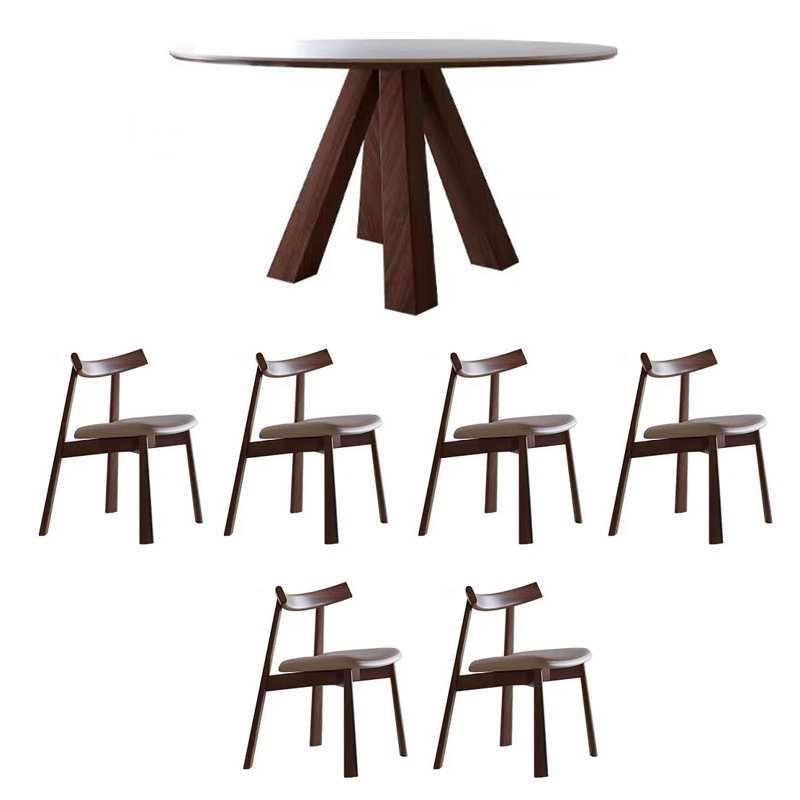 Combinaison de chaise ronde Mid Mid, 7 pièces : table, 6 chaises, H 29,52 po x L 59,05 po x l 59,05 po