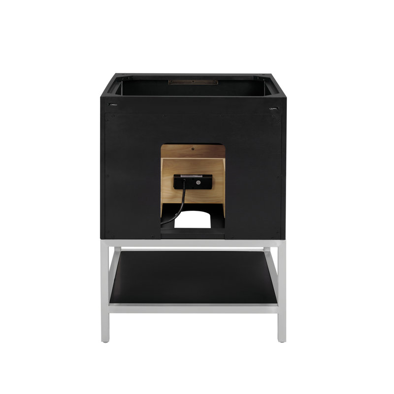 Diamond 24'' W Single Vanity, White Quartz, Charcoal Black, Brushed Nickel