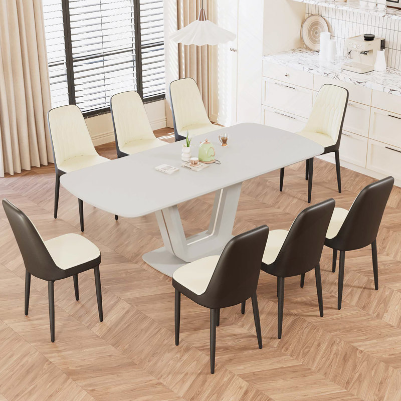 Ensemble de table de salle à manger extensible, 8 chaises et une table