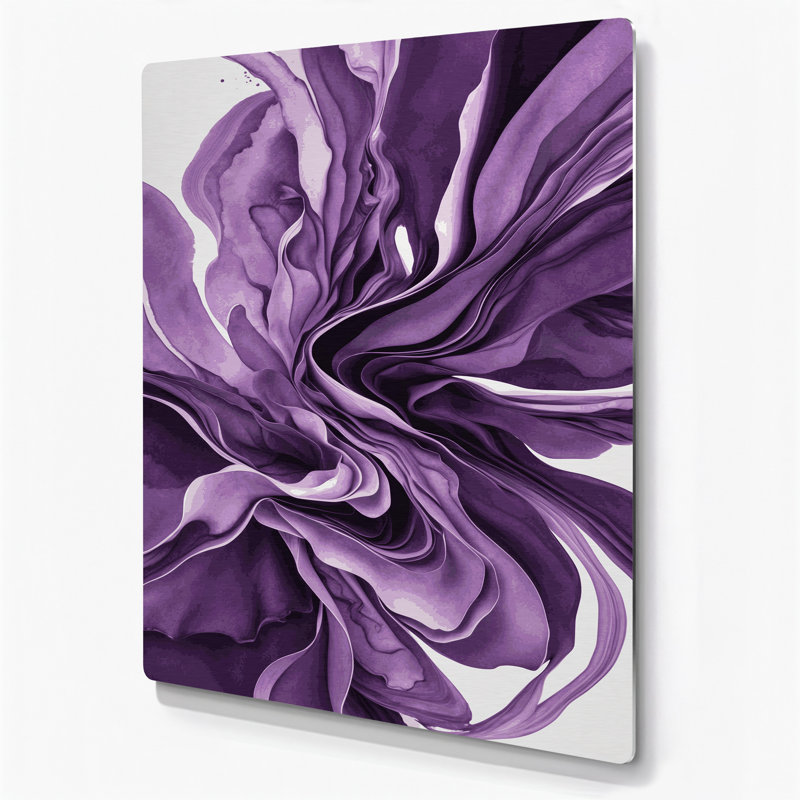 Aquarelle abstraite 44, art mural en métal mauve, H 20 po x l 16 po