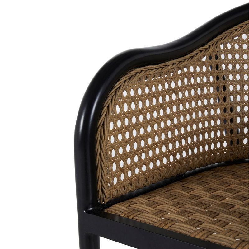 Chaise d'extérieur Havana Cane N-Dura, Trépointe, Noir, Perigold Piccadilly Stripe Ash