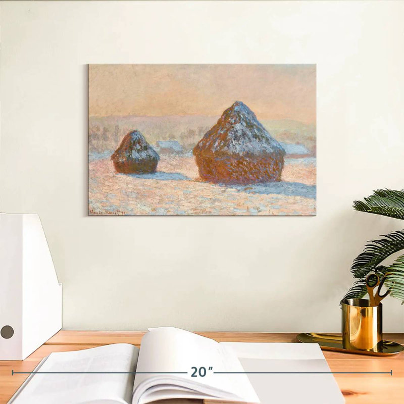 Alvord Wheatstacks Snow Effect Morning 1891, H 8 po x l 12 po
