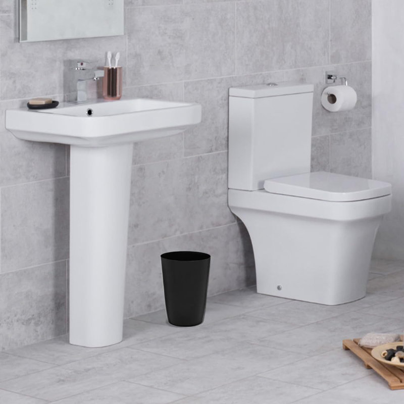 Petite poubelle avec couvercle ouvert pour les espaces compacts et serrés, Noir