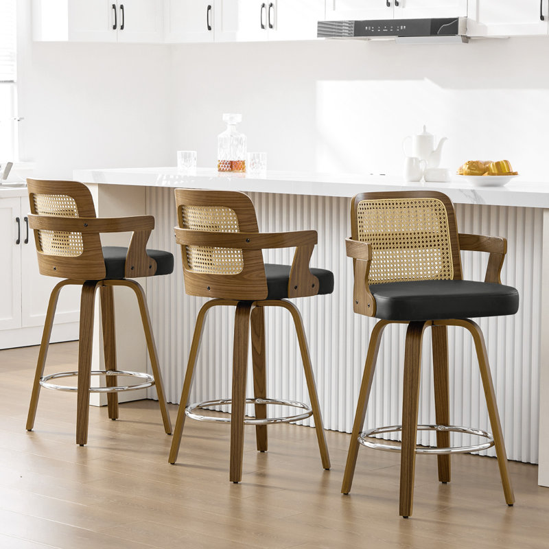 Tabouret de bar et de comptoir rembourré avec accoudoirs, Gris foncé, Tabouret de comptoir (siège d'une hauteur de 26 p