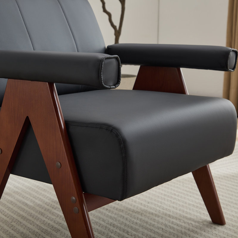 Faux Leather Armchair, Black Faux Leather