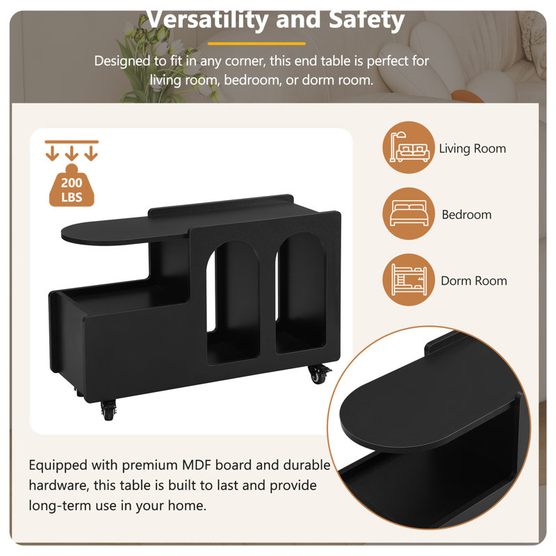  Mobile End Table , Black