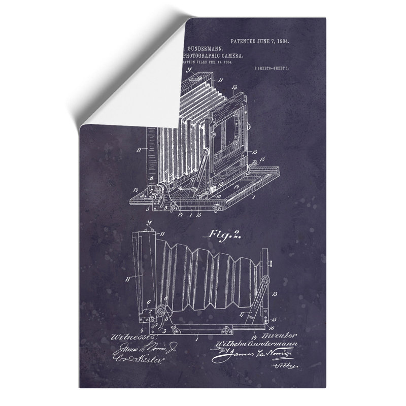 Camera Patent Dark - Frameless Print, 42cm H x 30cm W x 0.1cm D