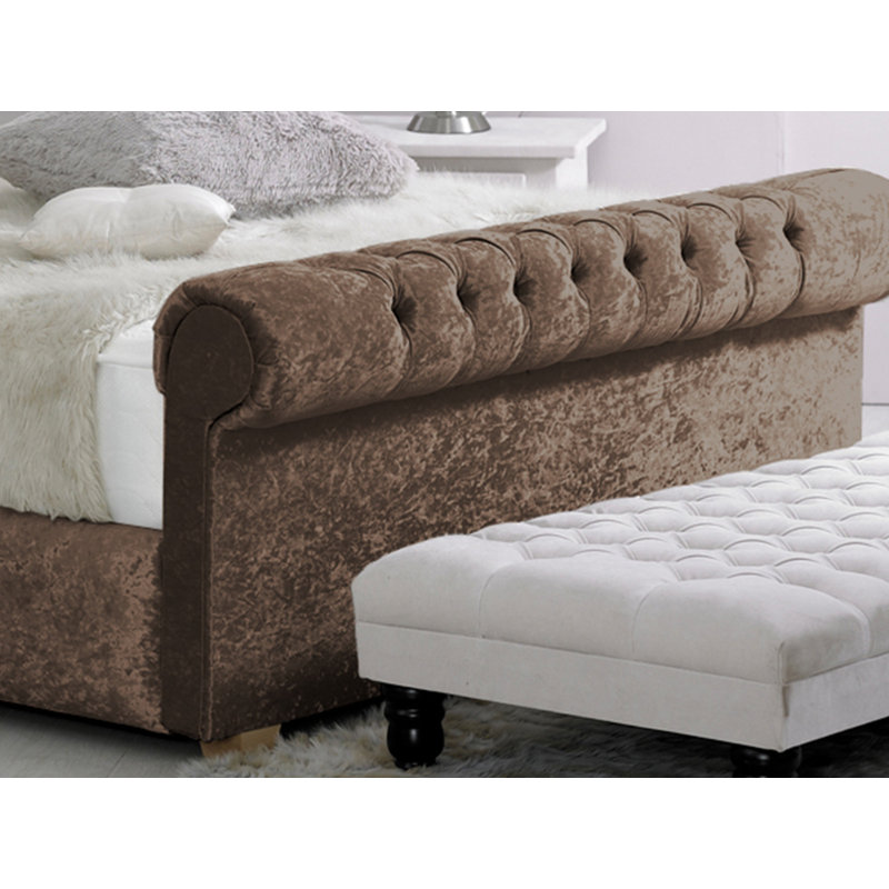 Coraline Upholstered Bed, Single (3'), Truffle Crush Velvet
