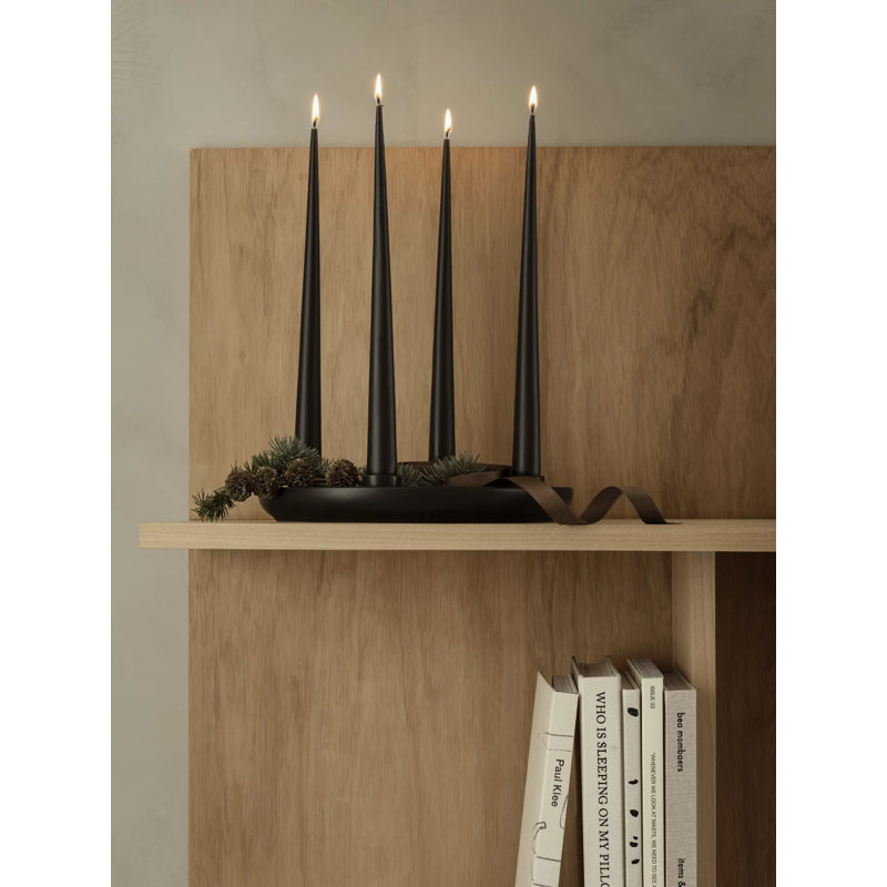 Advent 1.38" Stoneware Tabletop Candelabra, Black