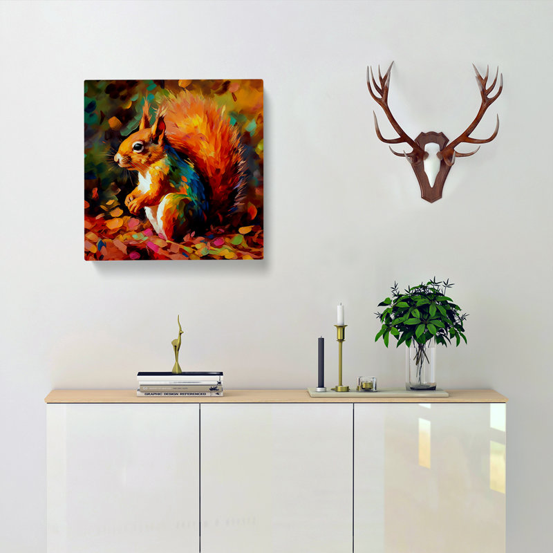 Squirrel Fauvism - Wrapped Canvas - Framed Print