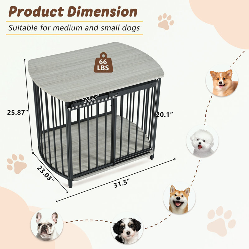 Cage pour chien avec portes doubles, Gris