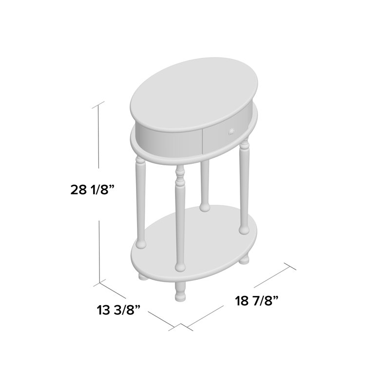 Mikel Solid Wood End Table with Storage, White