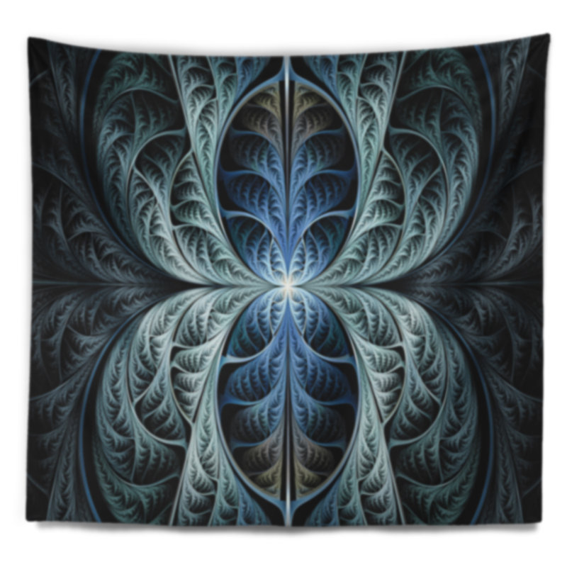 Abstrait bleu éclatant, fabuleuse tapisserie d'art fractal, H 78 po x l 92 po