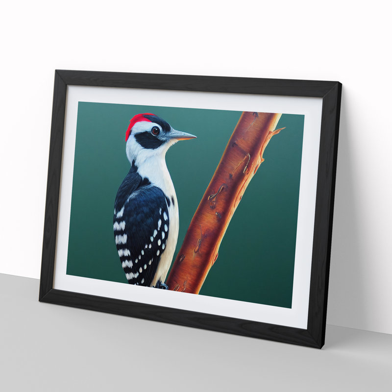 Select Woodpecker Bird - Framed Print, Black, 46cm H x 64cm W x 2cm D