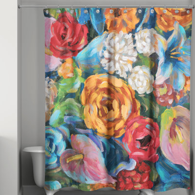 Rideau de douche simple floral Olea