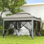 3 x 3(m) Pop Up Gazebo, Double-roof Garden Tent with Netting, Party Event Shelter, Black-135726294