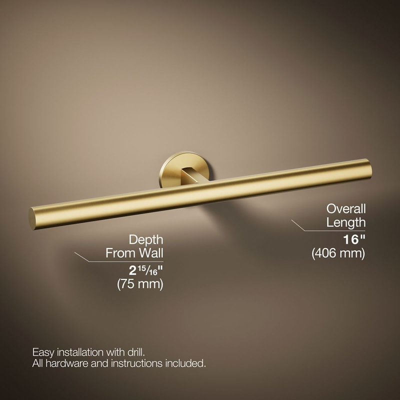 Components™ Double Towel Arm, Vibrant Brushed Moderne Brass