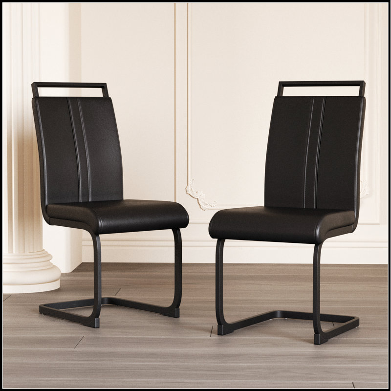 Chaises de salle à manger modernes avec similicuir en polyuréthane, dossier haut et revêtement élégant pour une assise confortable