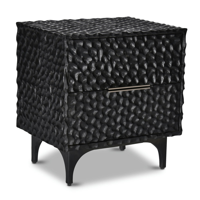Chennai Handcrafted Solid Wood Nightstand in Black