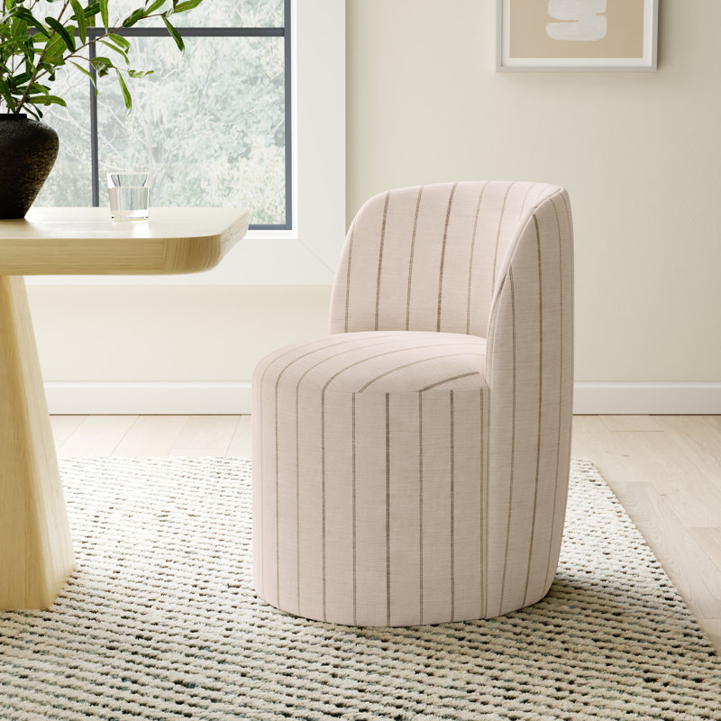 Begonia Upholstered Solid Wood Dining Chair, Fritz Charcoal Stripe