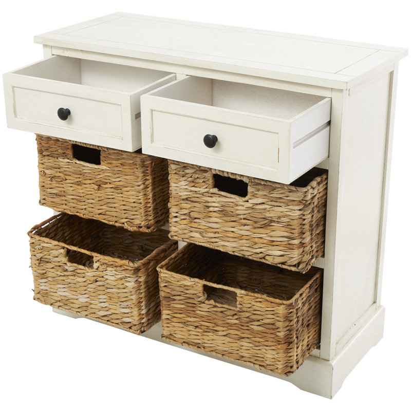 Unité de rangement 4 paniers et 2 tiroirs Beverly Wood, Blanc