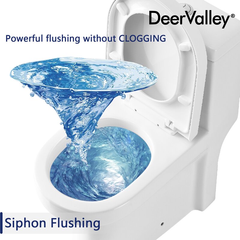 DeerValley Liberty Dual-Flush Round One-Piece Toilet (Seat Included ...